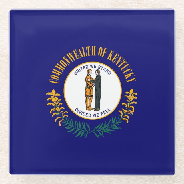 Kentucky State Flag Design Decor Glass Coaster (Front)