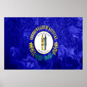 Kentucky State Flag Grunge Poster