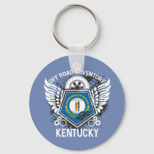 Kentucky State Flag Off Road Adventure 4x4 Key Ring