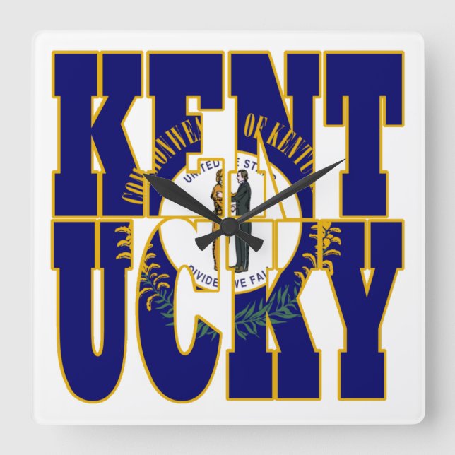 Kentucky state flag text square wall clock (Front)