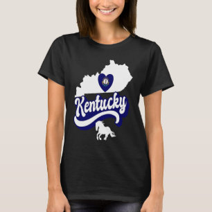 Kentucky State Love Flag Heart KY and Horse T-Shirt