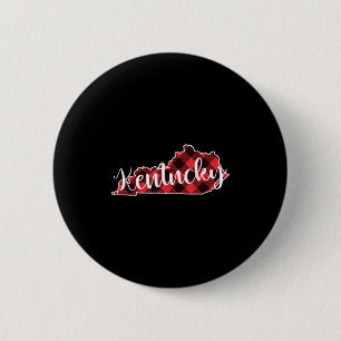 Kentucky State Map Buffalo Plaid Christmas Ky Kent 6 Cm Round Badge