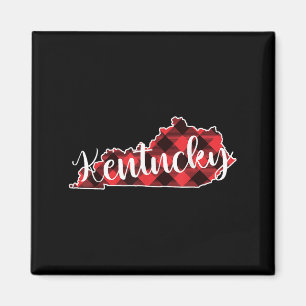 Kentucky State Map Buffalo Plaid Christmas Ky Kent Magnet