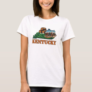 Kentucky State Outline Tattoo Style Horse Bourbon T-Shirt