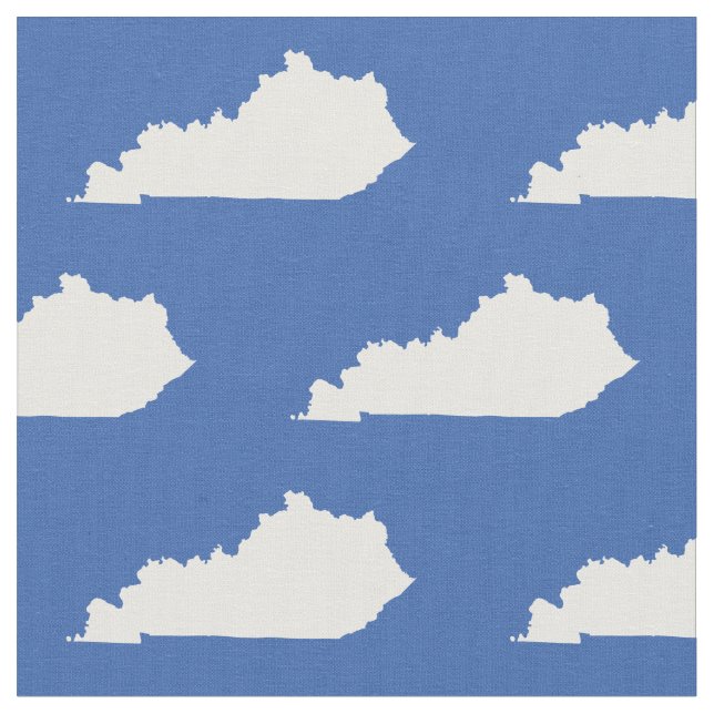 Kentucky State Pattern White on Blue Fabric (Close Up)