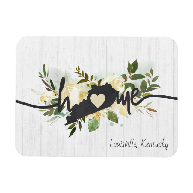 Kentucky State Personalised Your Home City Rustic Magnet (Horizontal)
