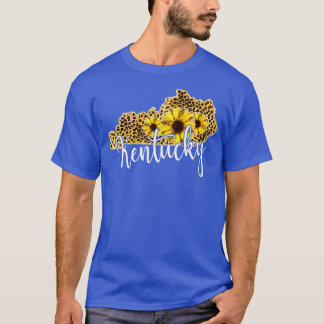Kentucky Sunflower Leopard State Map  T-Shirt