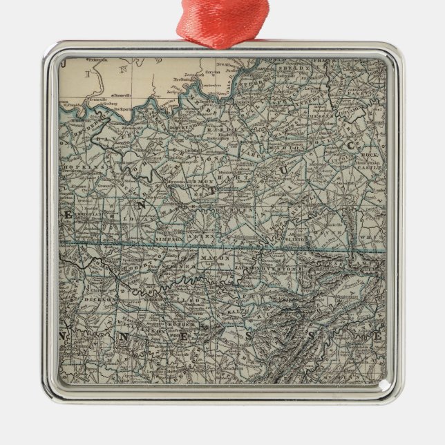 Kentucky, Tennessee 2 Metal Tree Decoration (Front)