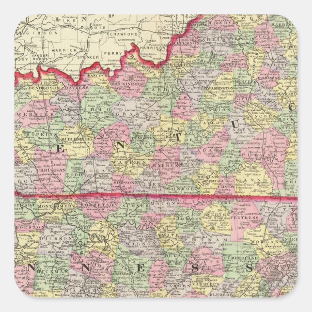 Kentucky, Tennessee 3 Square Sticker (Front)