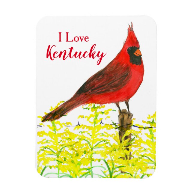Kentucky Tourist Souvenir Cardinal State Bird Magnet (Vertical)