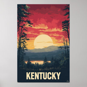 Kentucky USA Art Vintage Illustration Travel Poster