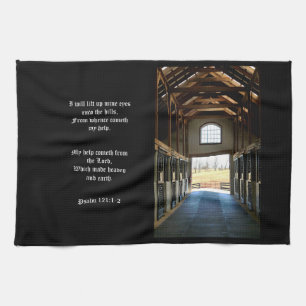 Kentucky View from the Barn, Psalm 121:1-2 Tea Towel