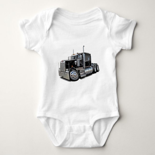 Kenworth w900 Black Truck Baby Bodysuit (Front)