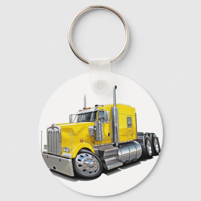 Kenworth w900 Yellow Truck Key Ring (Front)