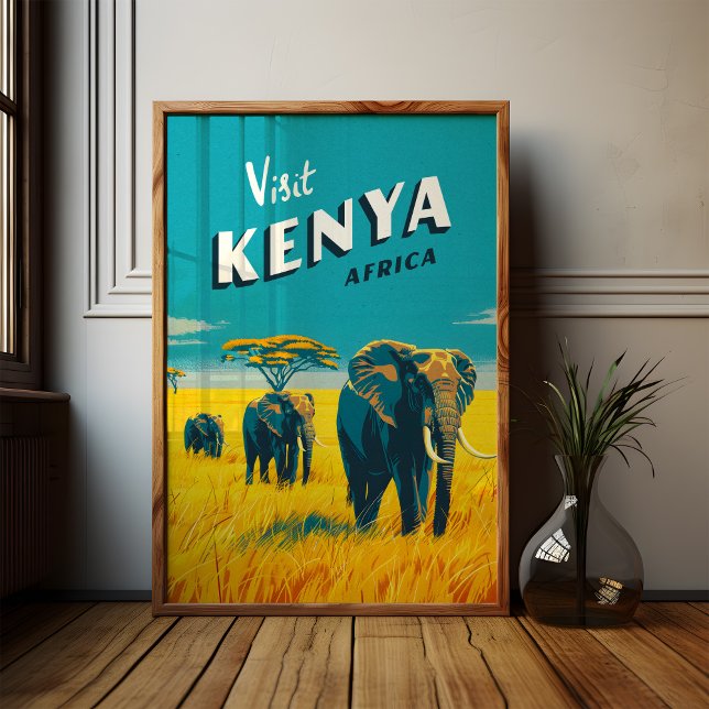 Kenya Africa Vintage Poster – Elephants Art (Creator Uploaded)