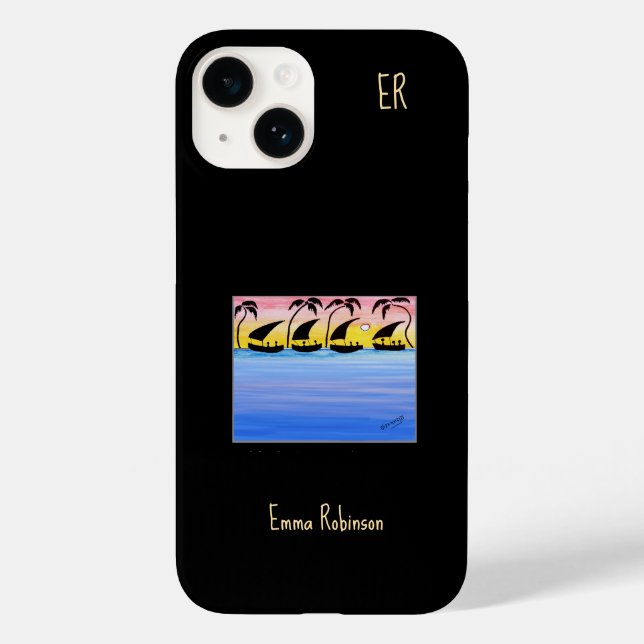 Kenya African Art, Awesome Sunset Sailing Case-Mate iPhone Case (Back)