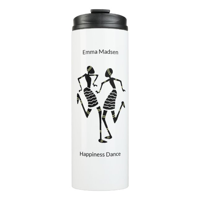 Kenya, African Art, Silhouette Dancers  Thermal Tumbler (Front)