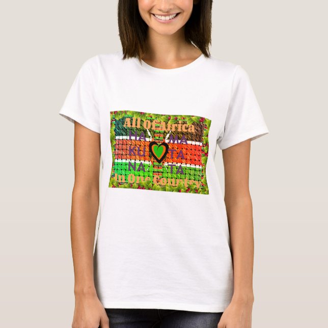 Kenya: All of Africa in One Country - Woven Flag  T-Shirt (Front)
