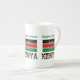 Kenya and Kenyan Flag Green Personalisation  Bone China Mug