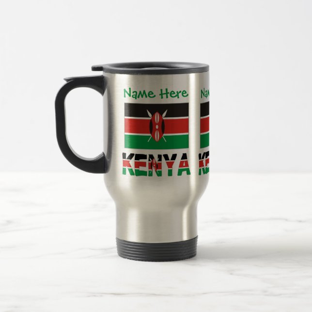 Kenya and Kenyan Flag Green Personalisation  Travel Mug (Left)