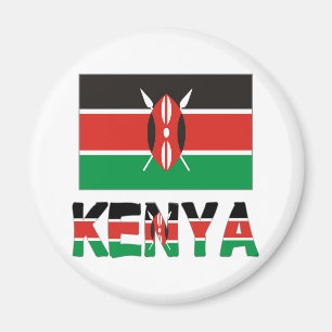 Kenya and Kenyan Flag Magnet