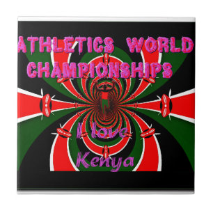 Kenya Athletics World Championships: Swirling Flag Ceramic Tile