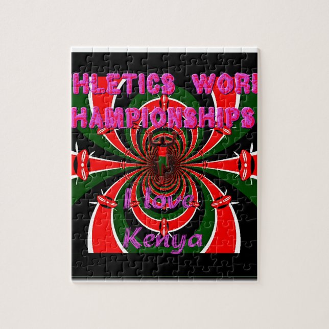 Kenya Athletics World Championships: Swirling Flag Jigsaw Puzzle (Vertical)