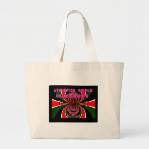 Kenya Athletics World Championships: Swirling Flag Large Tote Bag
