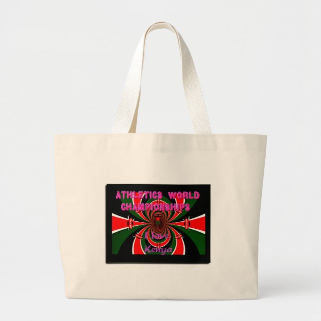 Kenya Athletics World Championships: Swirling Flag Large Tote Bag (Front)