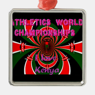 Kenya Athletics World Championships: Swirling Flag Metal Ornament