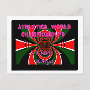 Kenya Athletics World Championships: Swirling Flag Postcard