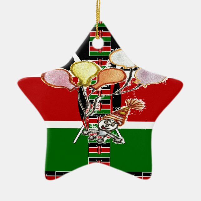 Kenya Birthday Ceramic Tree Decoration (Front)