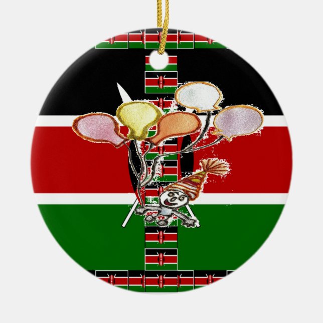 Kenya Birthday Ceramic Tree Decoration (Front)
