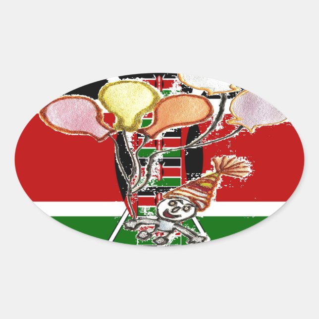 Kenya Birthday Oval Sticker (Front)