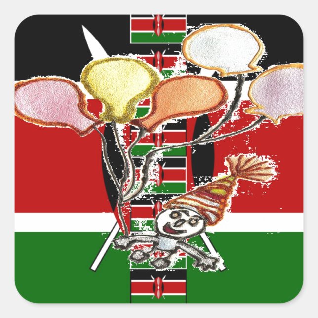Kenya Birthday Square Sticker (Front)