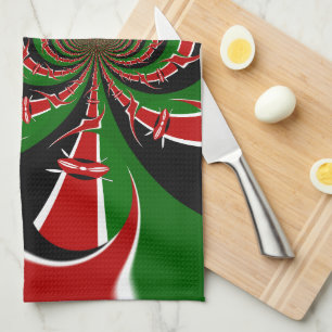 Kenya Black red green national flag colours design Tea Towel