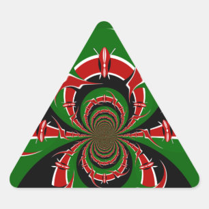 Kenya Black red green national flag colours design Triangle Sticker
