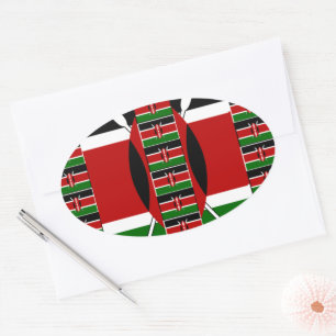 Kenya Black red green Oval Sticker