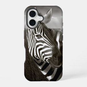 Kenya. Black & white of zebra and plain. iPhone 16 Case
