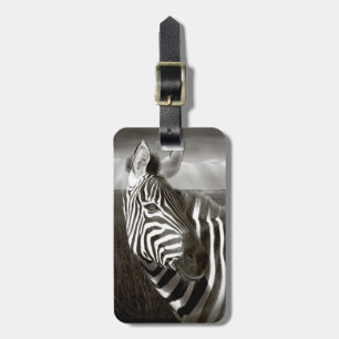 Kenya. Black & white of zebra and plain. Luggage Tag