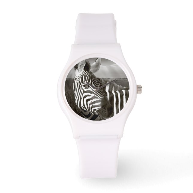 Kenya. Black & white of zebra and plain. Watch (Front)