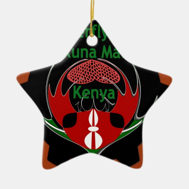 Kenya Butterfly Flag Art – Hakuna Matata Patriotic Ceramic Ornament (Front)