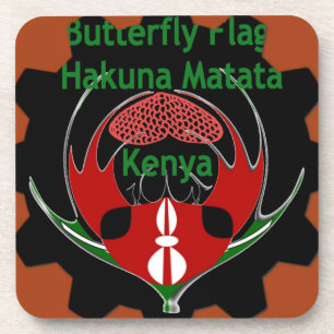 Kenya Butterfly Flag Art – Hakuna Matata Patriotic Coaster