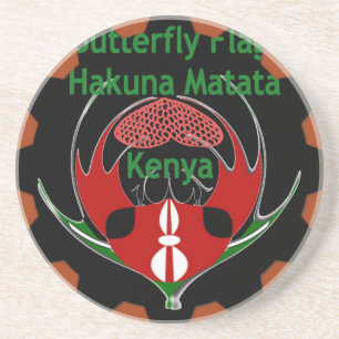 Kenya Butterfly Flag Art – Hakuna Matata Patriotic Coaster
