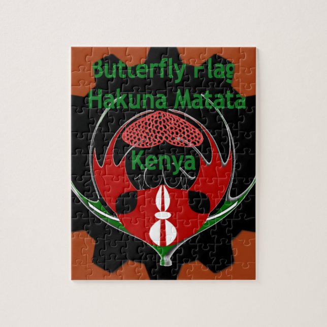 Kenya Butterfly Flag Art – Hakuna Matata Patriotic Jigsaw Puzzle (Vertical)