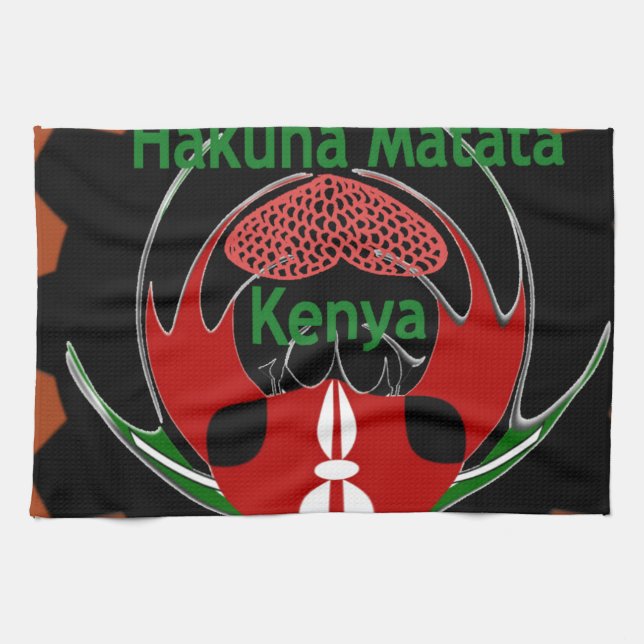 Kenya Butterfly Flag Art – Hakuna Matata Patriotic Tea Towel (Horizontal)
