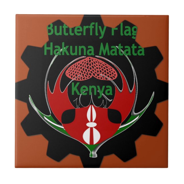 Kenya Butterfly Flag Art – Hakuna Matata Patriotic Tile (Front)