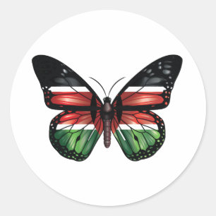 Kenya butterfly monarch flag classic round sticker