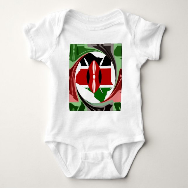 Kenya Celebration Colourful Flag Map Vector Artwor Baby Bodysuit (Front)