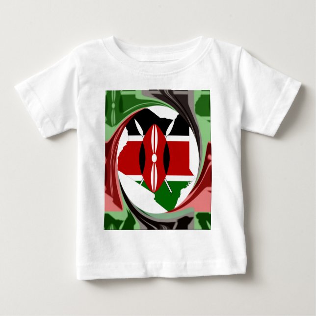 Kenya Celebration Colourful Flag Map Vector Artwor Baby T-Shirt (Front)